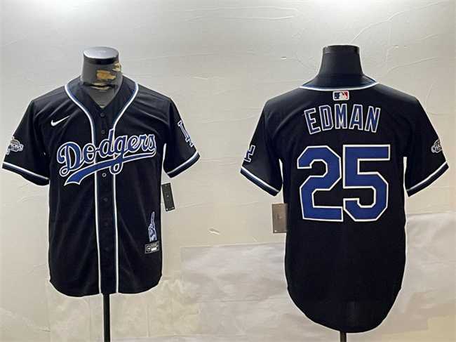 Men%27s Los Angeles Dodgers #25 Tommy Edman Black 2024 World Series Champions Limited Stitched Jersey->los angeles dodgers->MLB Jersey